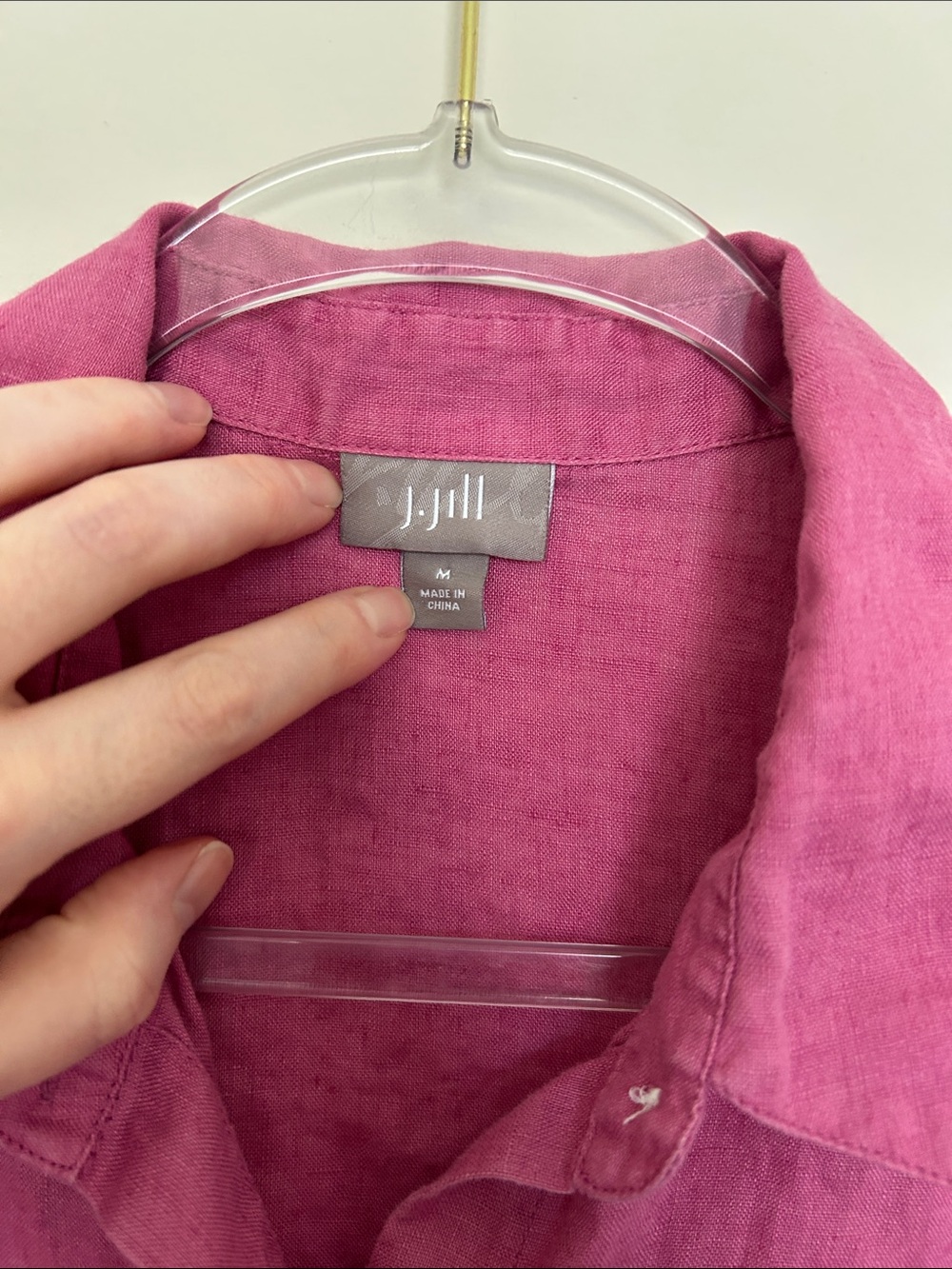J. Jill 100% Linen Button Up Shirt Raspberry Pink Size Medium - Picture 2 of 5